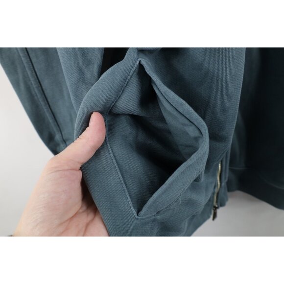 New Armani Exchange Mens Large Spell Out Full Zip Terry Cloth Sweatshirt Teal - Picture 12 of 16